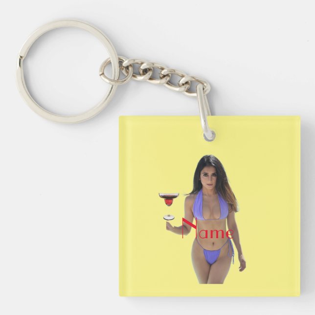 Black-haired Bikini Beauty Thunder_Cove Key Ring (Front)