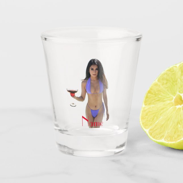 Black-haired Bikini Beauty Thunder_Cove  Shot Glass (Front)