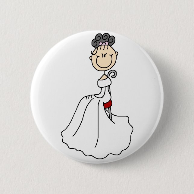 Black Haired Bride Button (Front)