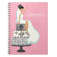 Black Haired Bride on Wedding Cake {pink}