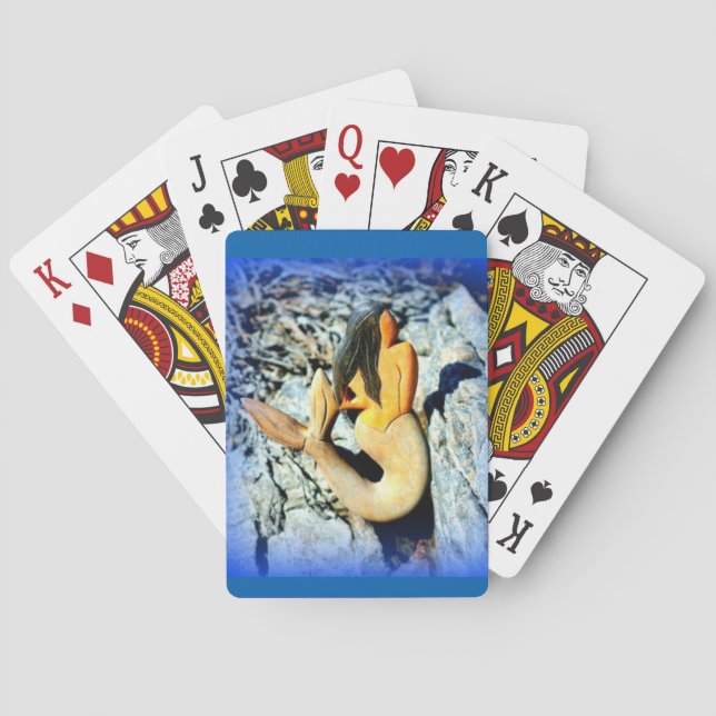 black-haired mermaid blue playing cards (Back)