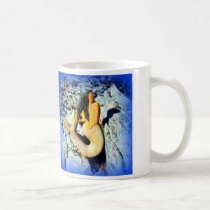 black-haired mermaid coffee mug