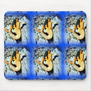 black-haired mermaid mouse mat