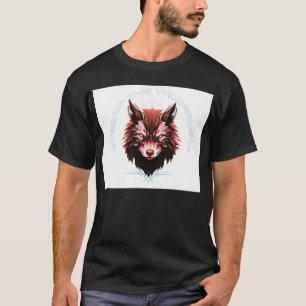 Black half sleeve T shirt with wolf Design