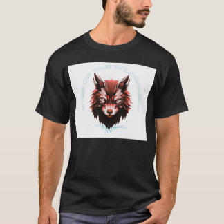 Black half sleeve T shirt with wolf Design 