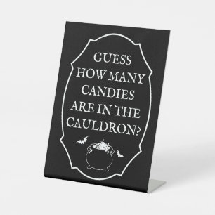 Black Halloween Baby Shower Guess How Many Candies Pedestal Sign