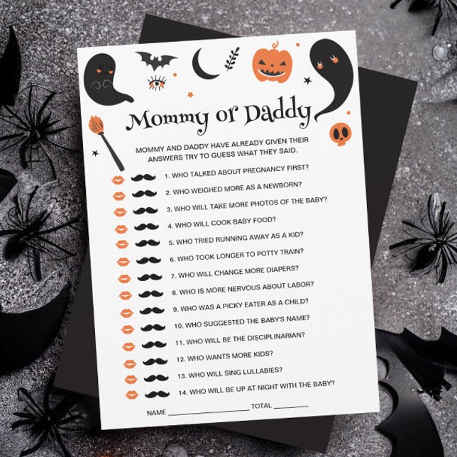 Black Halloween Baby Shower Guess Who Game Card (Creator Uploaded)