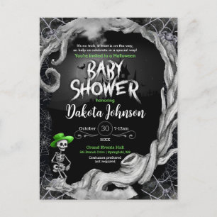 Black Halloween Baby Shower Invitation  Postcard