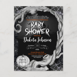 Black Halloween Baby Shower Invitation w/ Registry Postcard