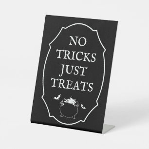 Black Halloween Baby Shower No Tricks Just Treats Pedestal Sign