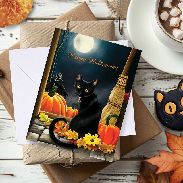 Black Halloween Cat Card (Creator Uploaded)