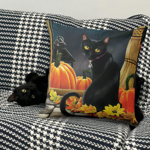 Black Halloween Cat Cushion