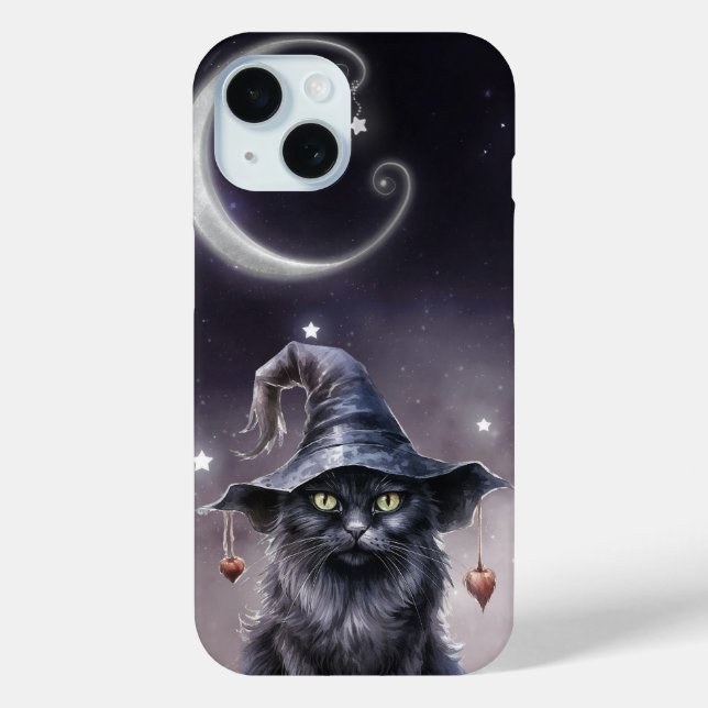 Black Halloween Cat Wearing a Witch Hat  Case-Mate iPhone Case (Back)