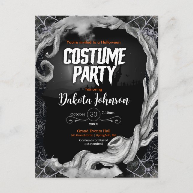Black Halloween Costume Party Invitation  (Front)