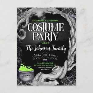 Black Halloween Costume Party Invitation  Postcard