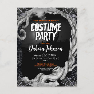 Black Halloween Costume Party Invitation Postcard