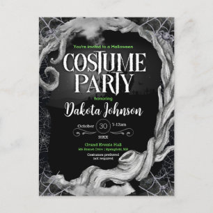 Black Halloween Costume Party Invitation Postcard