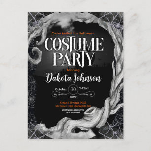 Black Halloween Costume Party Invitation Postcard
