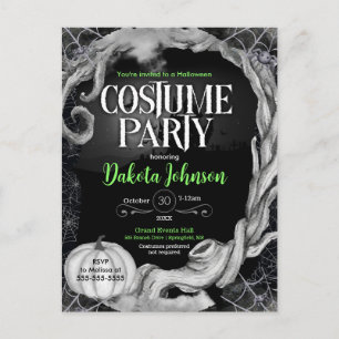 Black Halloween Costume Party Invitation w/ RSVP Postcard