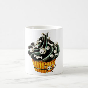 Black Halloween Cupcake with tiny skulls Coffee Mug