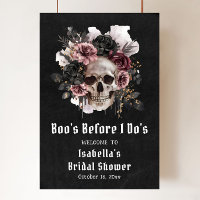 Black Halloween Floral Skull Bridal Shower Welcome