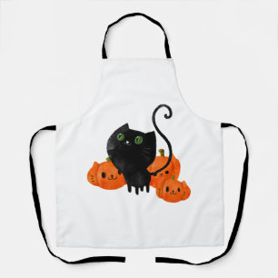 Black Halloween Kitty Cat Apron