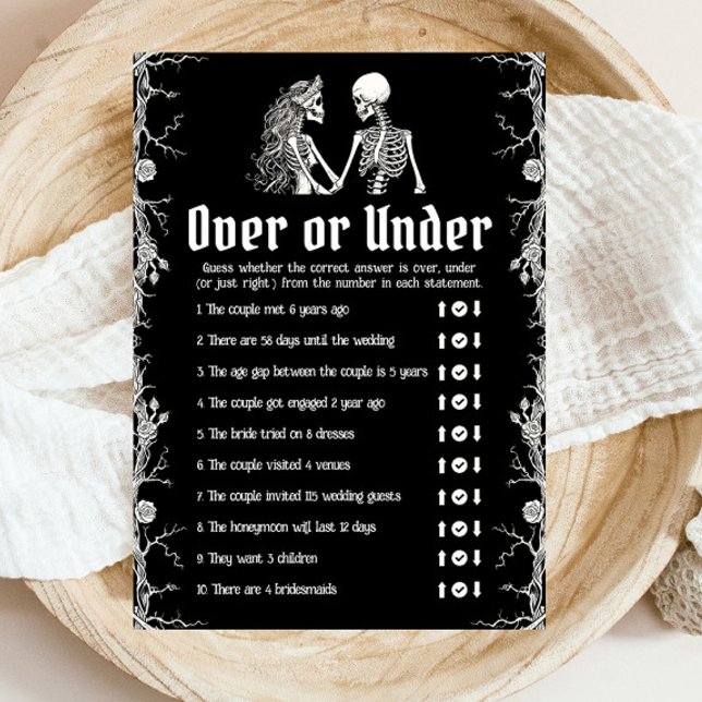 Black Halloween Over or Under Bridal Shower Game Invitation (Black Halloween Over or Under Bridal Shower Game)