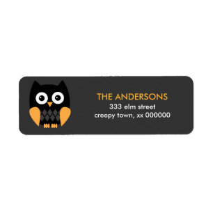 Black Halloween Owl Halloween Labels