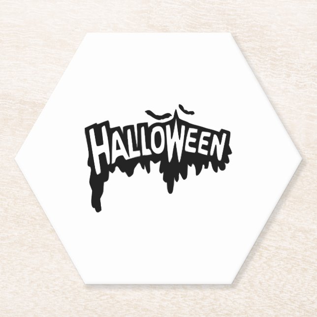 Black Halloween Paper Coaster (Front)