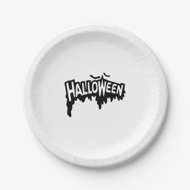 Black Halloween Paper Plate (Front)