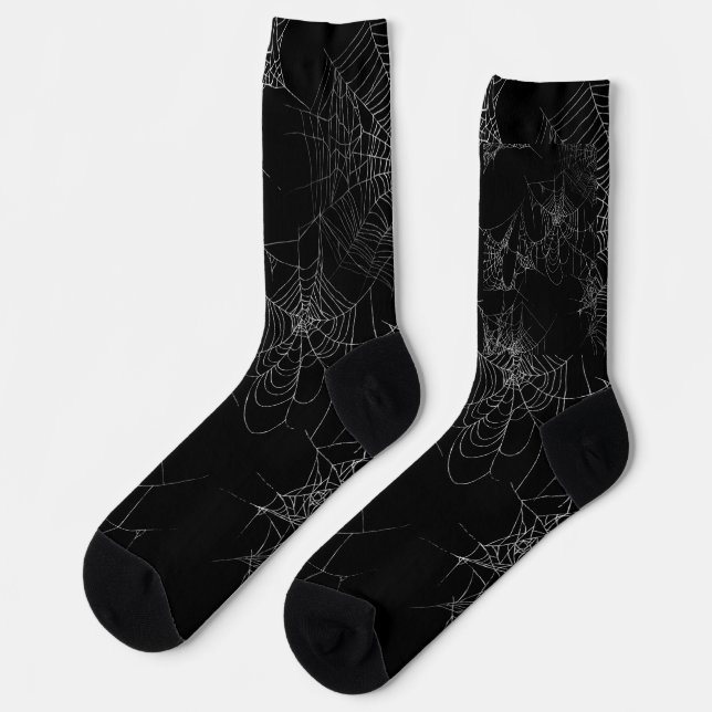 Black Halloween Socks with Spiderweb Design (Left)