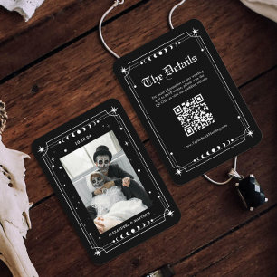 Black Halloween Wedding Website Qr Code Enclosure Card