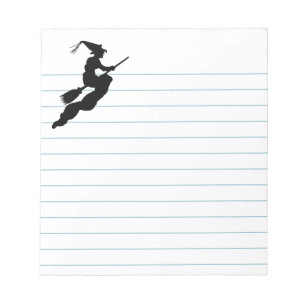 Black Halloween Witch Silhouette Lined White Paper Notepad