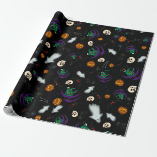 Black Halloween Wrapping Paper