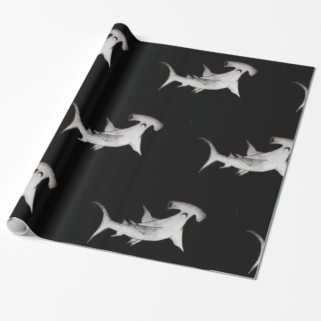 black hammerhead shark wrapping paper (Unrolled)