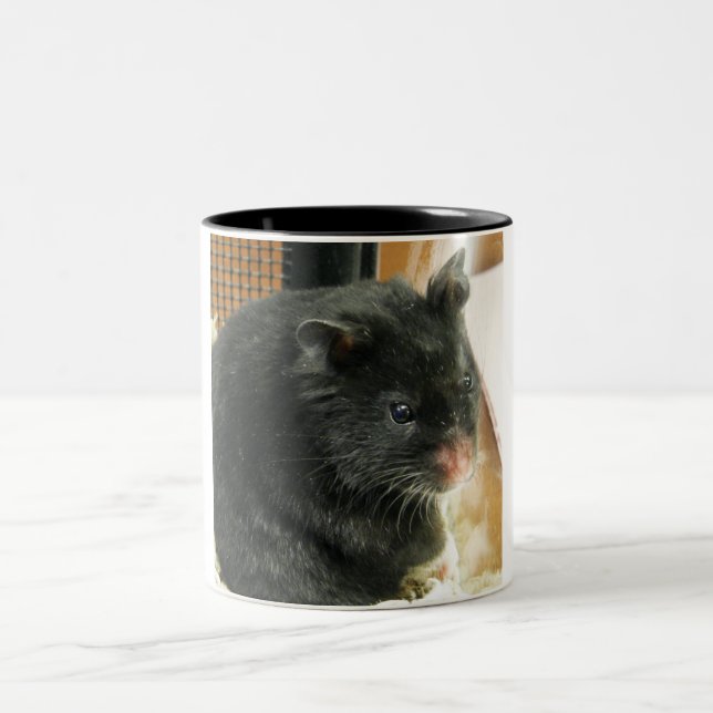 Black Hamster Two-Tone Coffee Mug (Center)