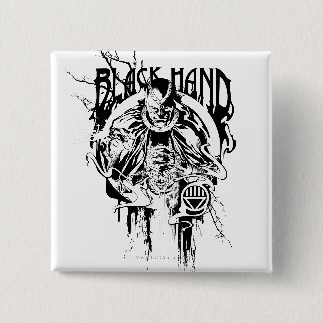 Black Hand 0 Graphic Collage, Black and White 15 Cm Square Badge (Front)