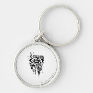 Black Hand 0 Graphic Collage, Black and White Key Ring