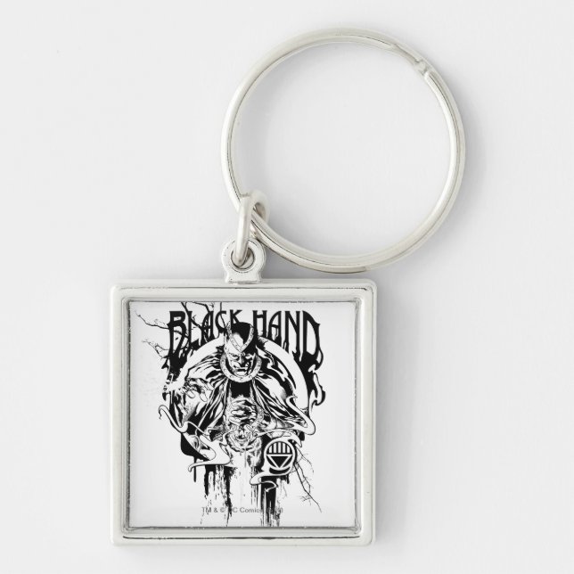 Black Hand 0 Graphic Collage, Black and White Key Ring (Front)