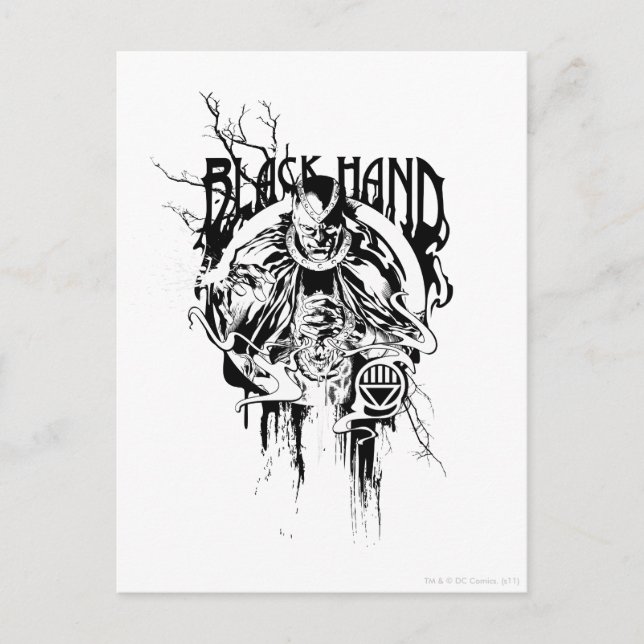 Black Hand 0 Graphic Collage, Black and White Postcard (Front)