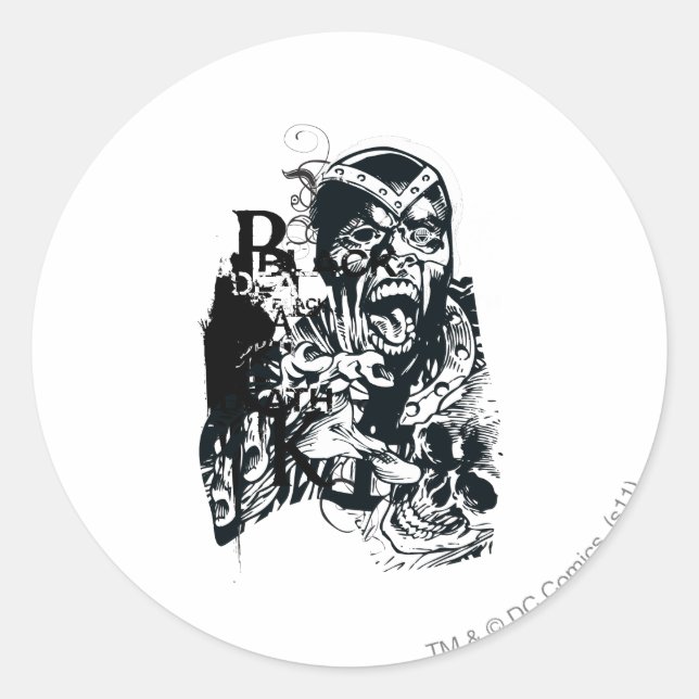 Black Hand and Skull Collage Classic Round Sticker (Front)