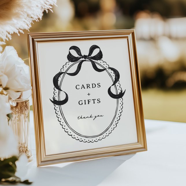 Black Hand Drawn Bow Frame Cards Gifts Poster (Creator Uploaded)