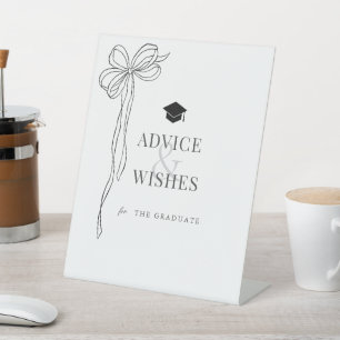 Black Hand-drawn Bow White Advice & Wishes Pedestal Sign