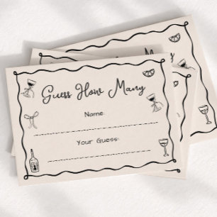 Black Hand Drawn Bridal Shower Guess How Many Card