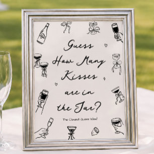 Black Hand Drawn Bridal Shower Guess How Many Poster