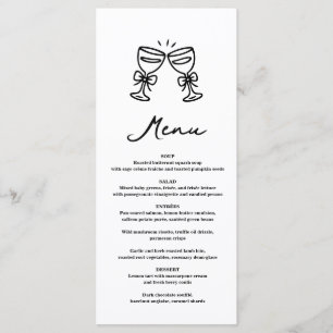 Black Hand Drawn Champagne Whimsical Wedding Menu