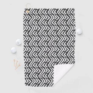 Black Hand Drawn Chevron Pattern Golf Towel