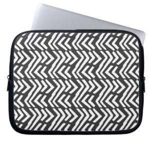 Black Hand Drawn Chevron Pattern Laptop Sleeve