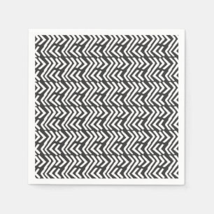 Black Hand Drawn Chevron Pattern Napkin