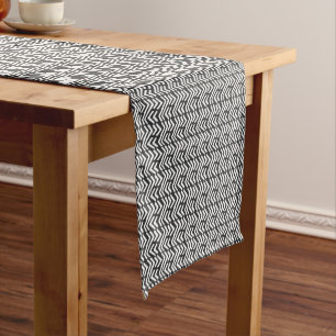 Black Hand Drawn Chevron Pattern Short Table Runner